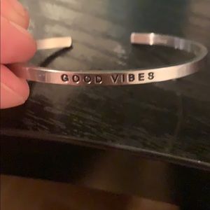 “good vibes” mantraband silver bangle